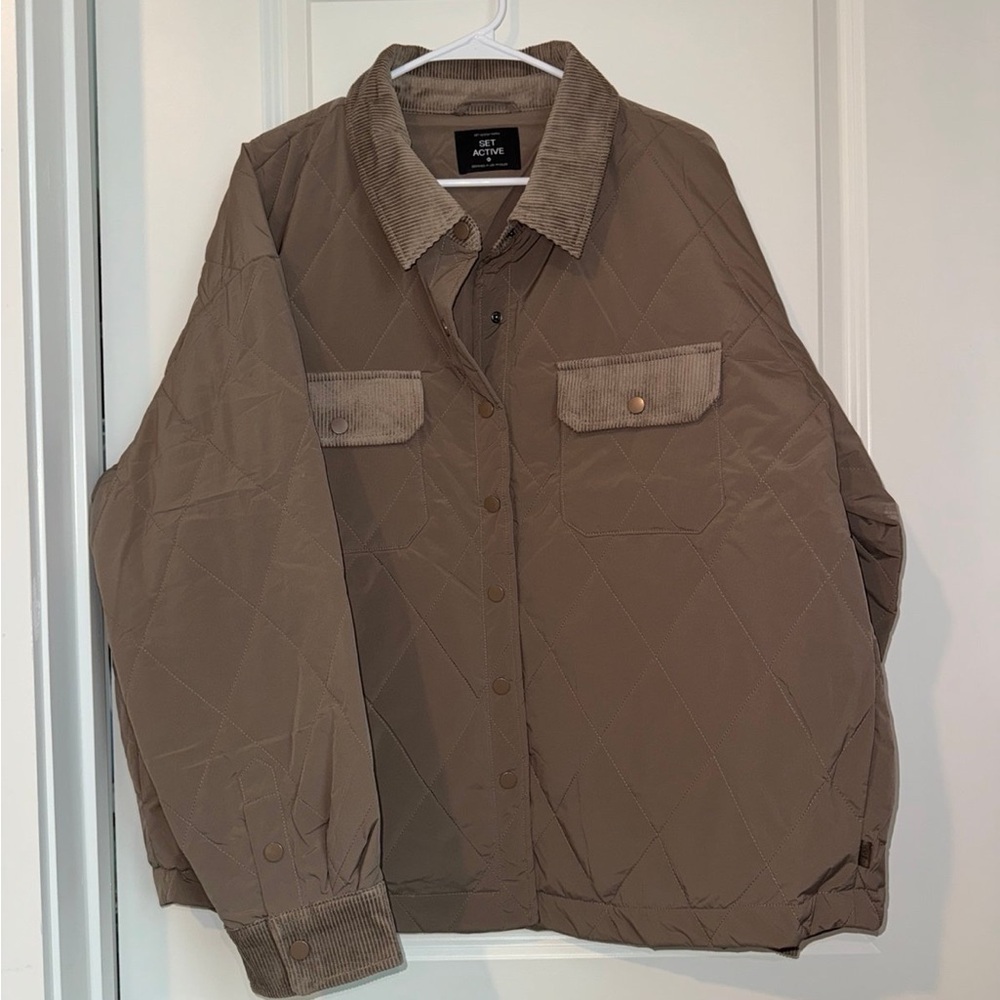 Set Active Quilted Coat with Corduroy Details – Size Xl NWOT